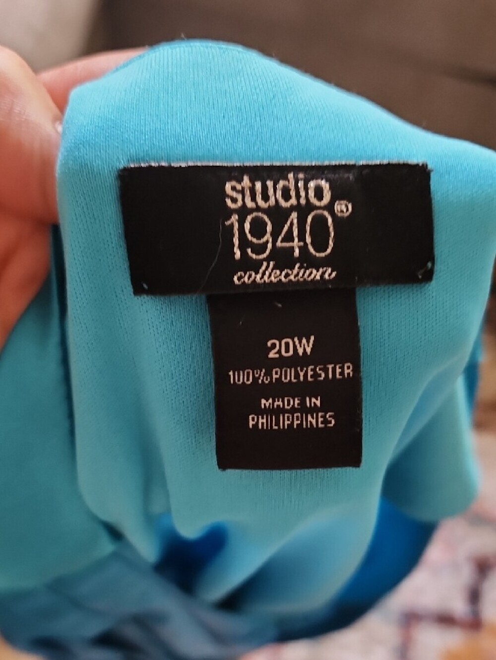 NWT Studio 1940 Turquoise Satin Rhinestone Buckle Y2K Party Top - Picture 4 of 7
